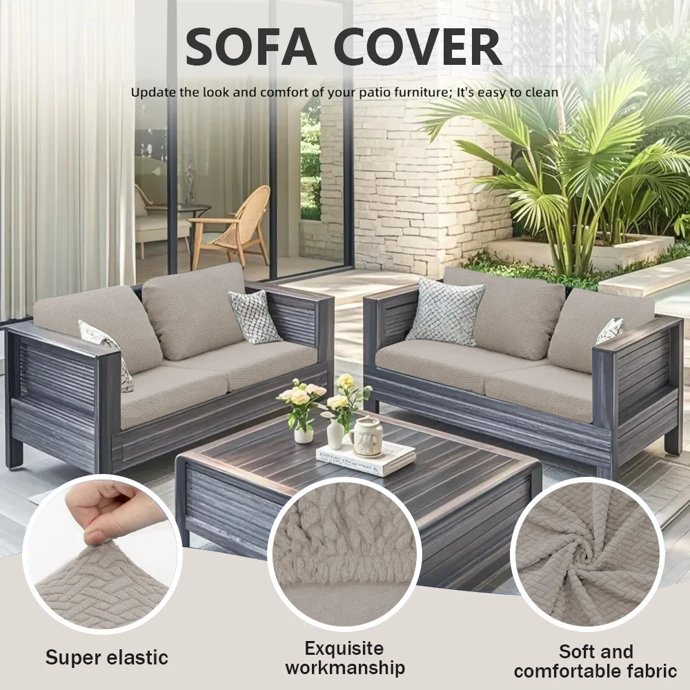 Solid Color Sofa Cover All Seasons Universal Non-Slip Patio Sofa Slipcover Removable Washable Sofa Cushion Cover for Home Decor