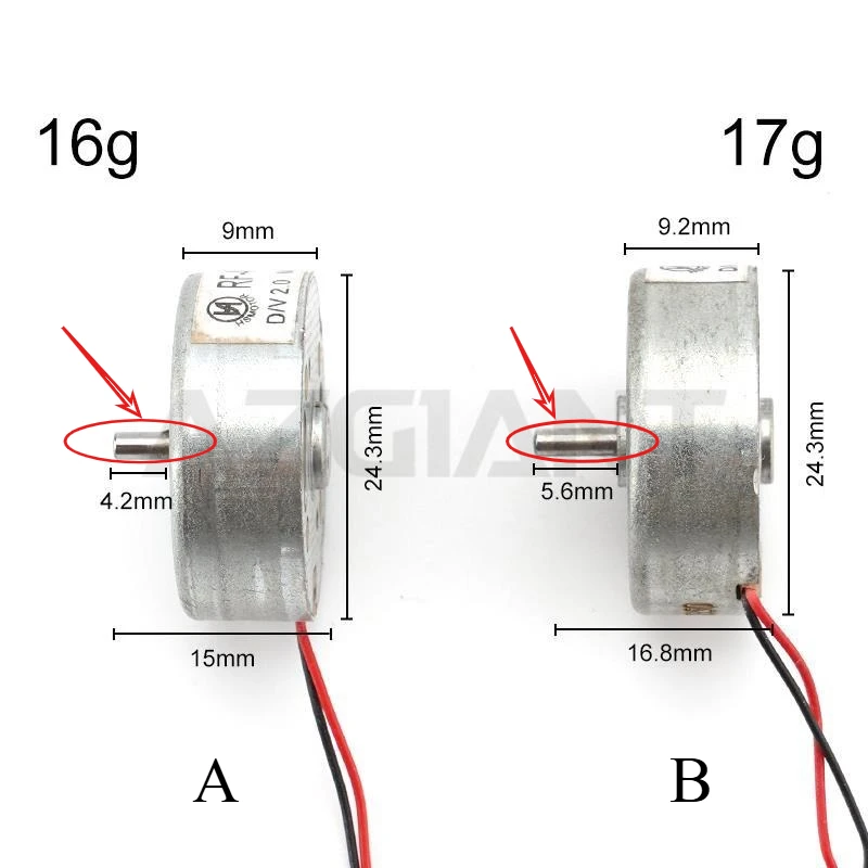 AZGIANT RF-400CA-1D350 RF-300C-12350 Micro Motor Round Thin Spindle Wired DC 3V-6V for Car AV CD DVD Player Device Easy DIY