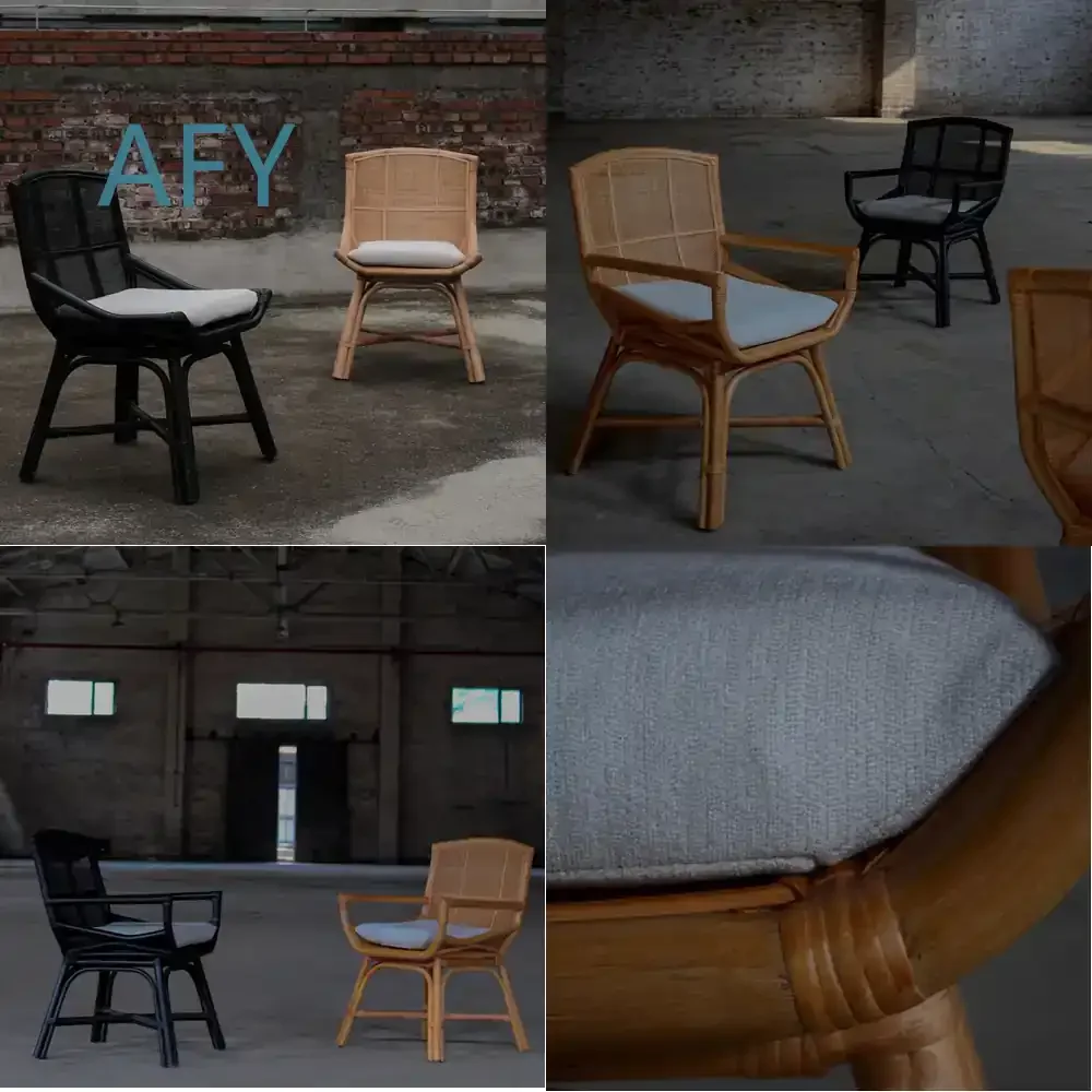 Japanischer Stil Rattanstuhl für Harper Indonesien Vintage Rattansessel für Esszimmer Wohnzimmer Café Gästehaus Einzelsitz