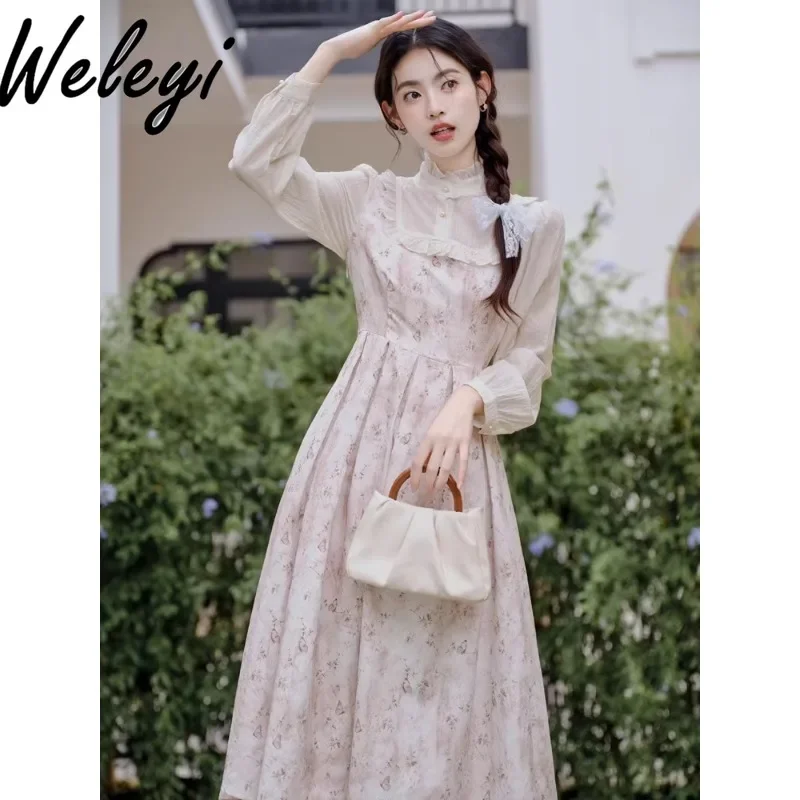 French Sweet Floral Dress Autumn Women's Clothing 2024 New Temperament Vacation Long Sleeve Dresses for Women Vestidos De Mujer