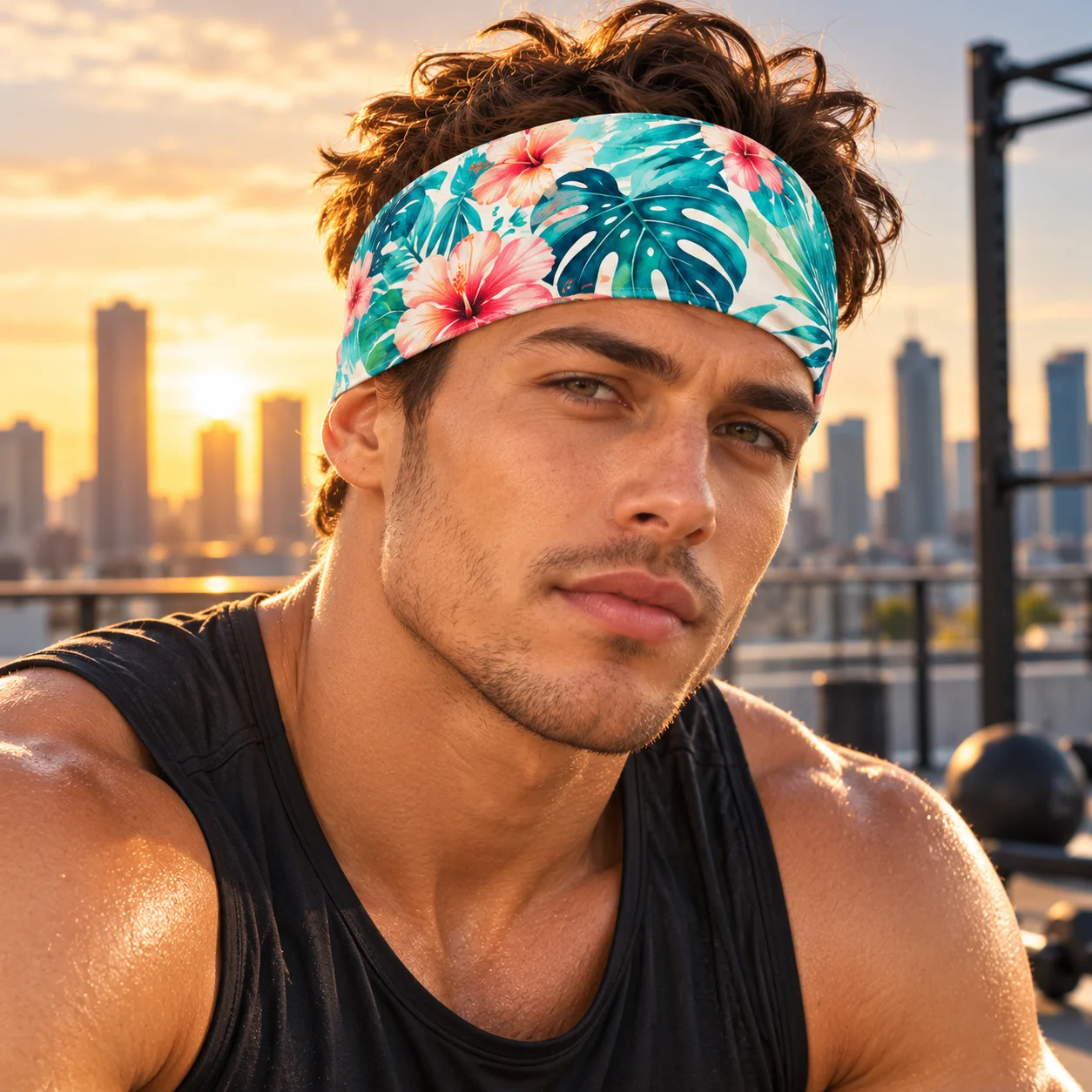 Unisex Custom Photo Sports Headband Wide Stretch Sweat Wicking Hair Band Personalized Picture Yoga Fitness Running Hair Wrap Men