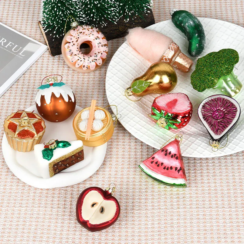 Christmas Decorative Glass Colored Fruit and Vegetable Series Creative Small Pendant Christmas Tree Pendant
