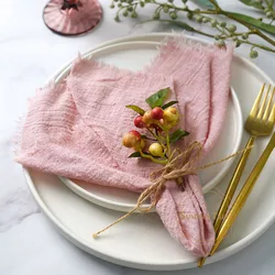 20pcs Napkins Cloth 41x41CM Cotton Gauze Retro Burr Rustic Cheesecloth Textil Fabric Napkin Table Linen Wedding Party Decoration