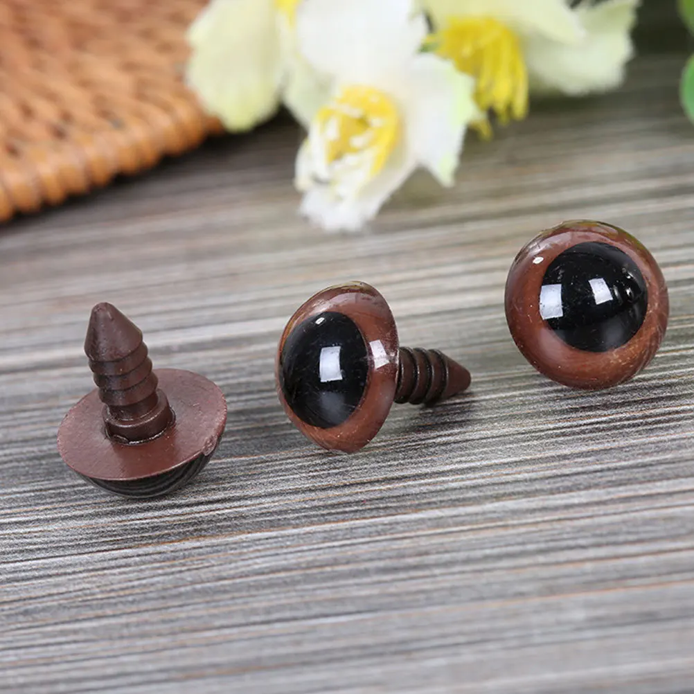 20 szt. Duże, 30 mm, brązowe oczka bezpieczeństwa, olśniewająco błyszczące plastikowe oczy do amigurumi, projekty rękodzielnicze z pluszakami, sztuczne oczy, puste.