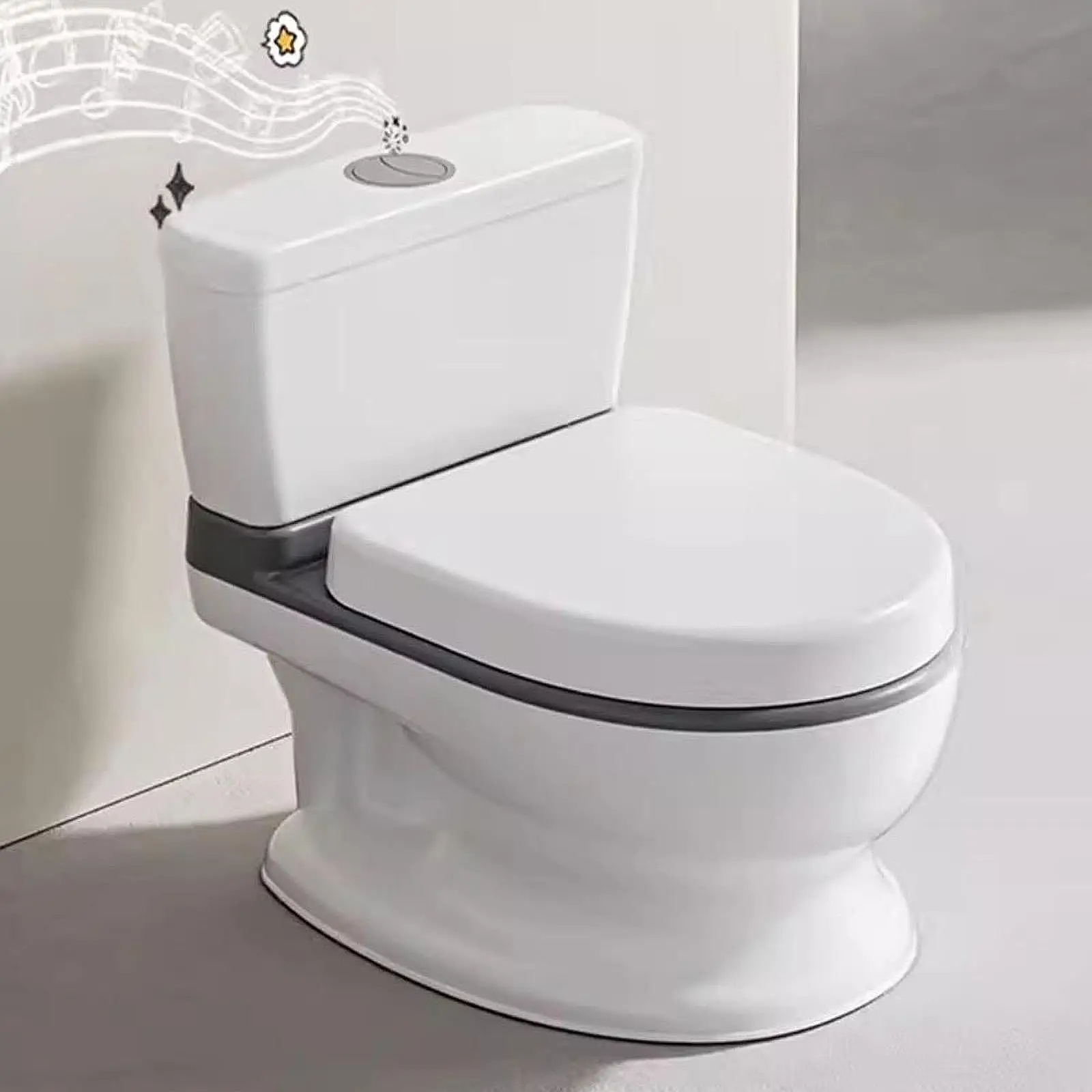 Baby Potty Toilet Real Potty with Spilling Guard Trainer with Flush Sound Removable Potty Pot for Boys Girls Baby Infants