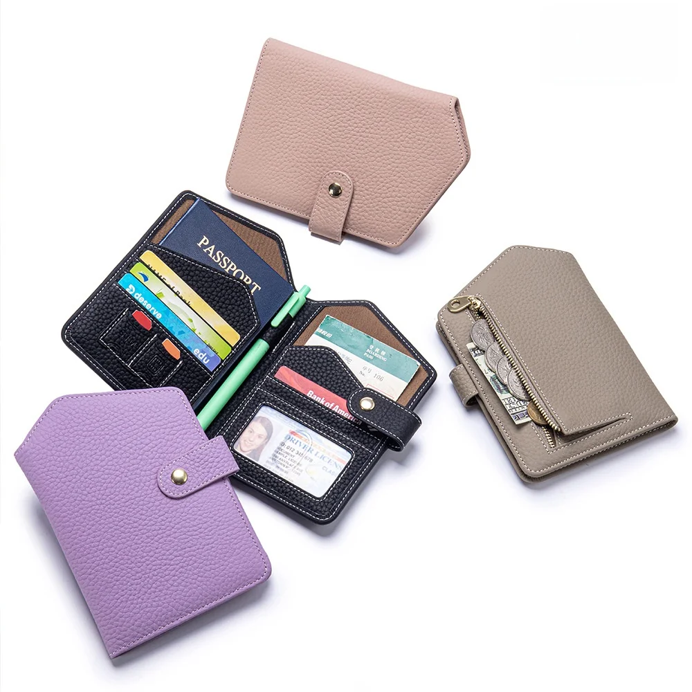 新しい超薄型本革-rfid-パスポートホルダー女性用チケットクリップポータブルマルチカードスロットドキュメントバッグ