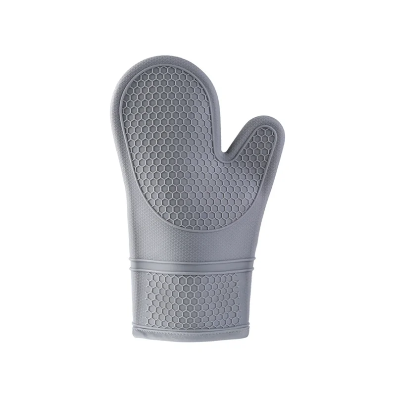 AT13 Silicone Oven Mitts - Jet Black Oven Mitts Heat Soft Lining Silicone Oven Gloves - Oven Mits Set Gray