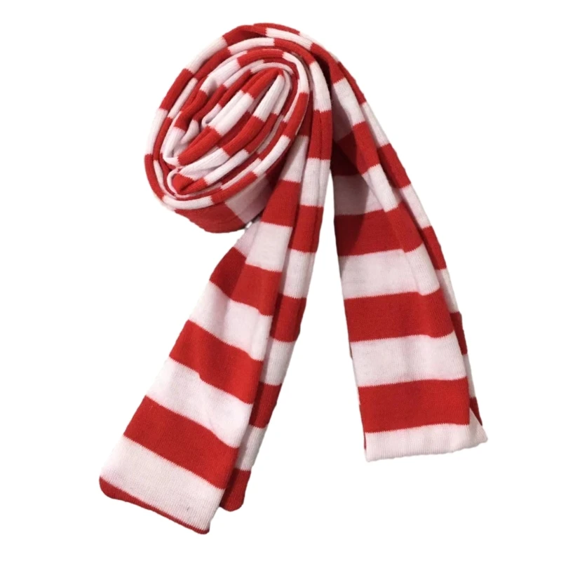 Women Spring Summer Stripe Pattern Scarf Thin Neckerchief Y2k Style Colorful Thin Knitted Neck Guard Lightweight