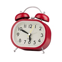 Metal Design Metal Alarm Clock Silent Operation Loud Ringtone Bedside Wake-up Clock Night Light Twin Bell Mechanical Clock