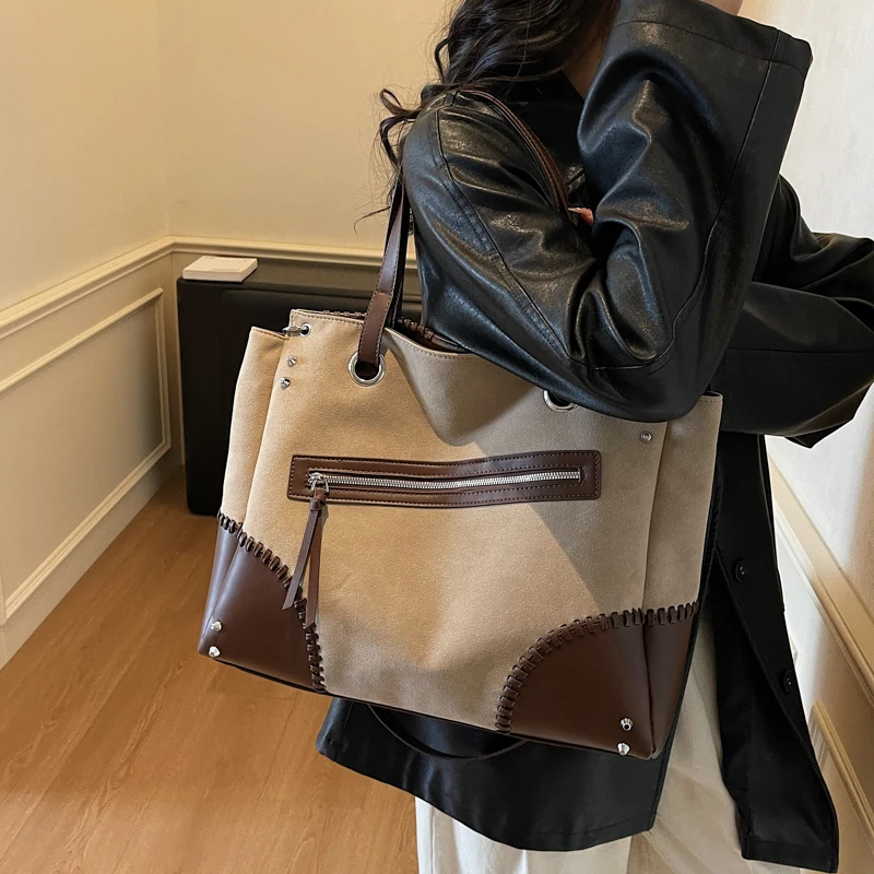 

Retro Satchel Motorcycle Bag 2025 New Trendy Fashion Korean Tote Bag High-End Large-Capacity Armpit Bag 2061JY