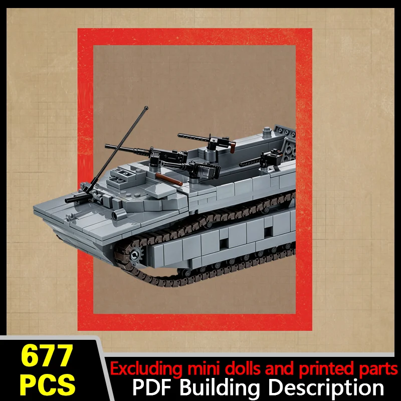 LVT-4 Amphibious Landing Vehicle Model MOC Building Bricks War Equipment Modular Technology Gifts Holiday Assemble Children Toy