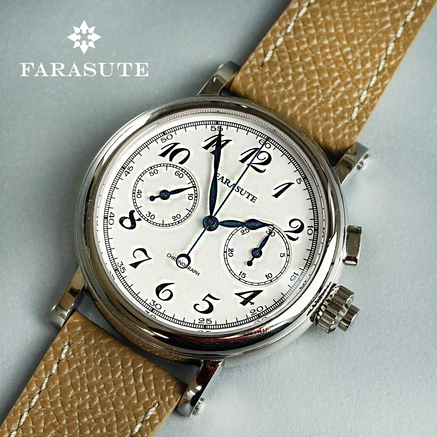 FARASUTE Men Chronograph Watch Pilot 40mm Manual Winding Mechanical Wristwatch Sapphire Mirror ST1900 Mov Enamel Dial