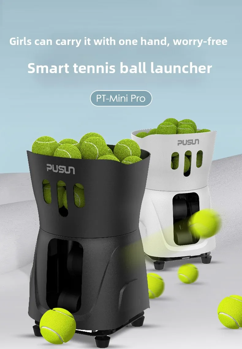 PUSUN PT-Mini Pro New Tennis Service Machine Ultra Light Tennis Throwing Machine Ball Trainer