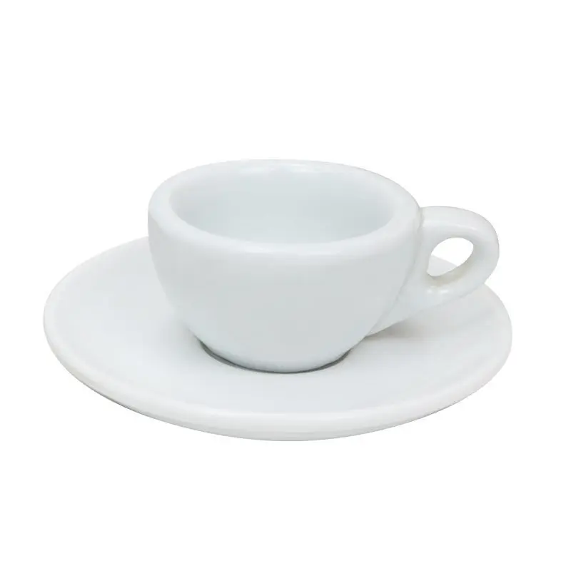 Nuova bocca rotonda addensata Espresso bianco caffè italiano concentrato tazza piattino 50ml tazza da caffè in ceramica isolata spessa porcellana