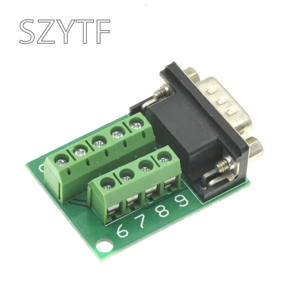 D-Sub 9pin Solderless Connectors DB9 RS232 Serial to Terminal Female Male Adapter Connector Breakout Board