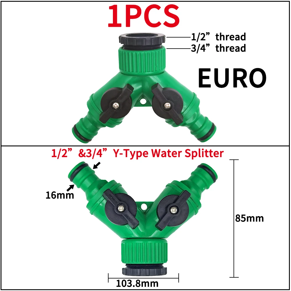 Garten-Wasserhahn-Adapter, Schnellanschlüsse, 1/2 Zoll, 3/4 Zoll, Tropfbewässerung, Wasserverteiler, Innengewinde, Außennippelverbindung, 1/4 Zoll Schlauch – Detail 19