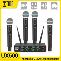 XTUGA UX500 UHF Professional Wireless Microphone Four Channel Frequency Handheld Karaoke Microphone  For Home KTV Church Wedding