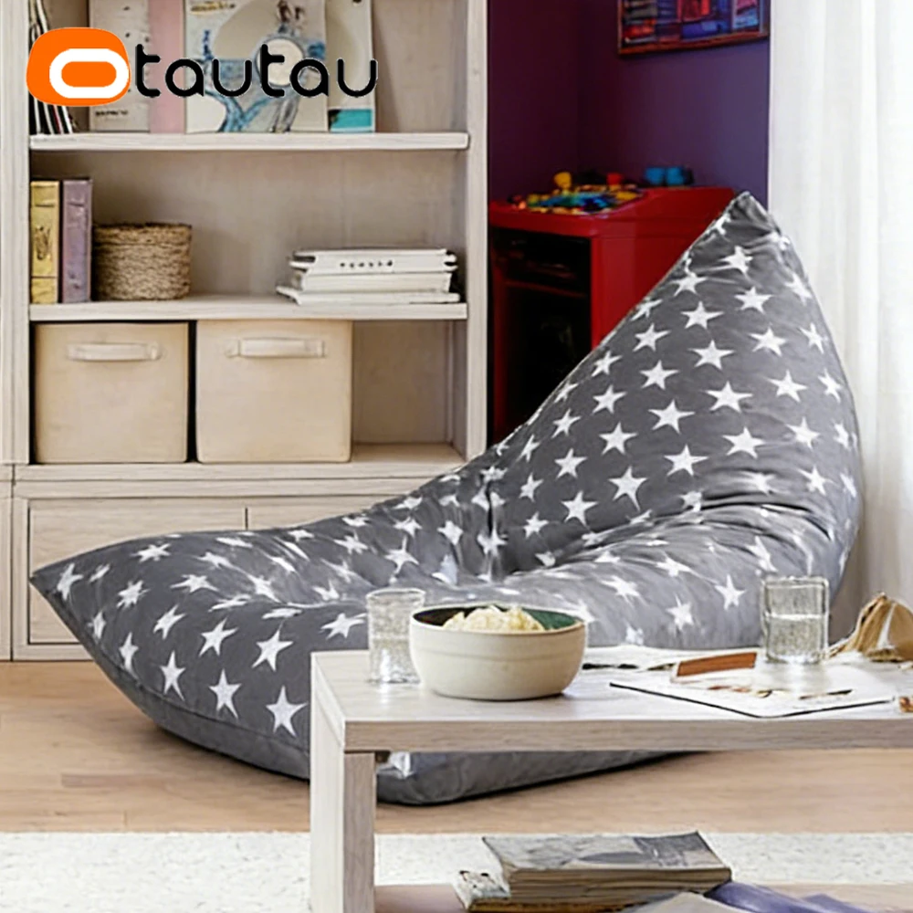 OTAUTAU Sitzsack-Loungesessel-Bezug aus weichem Milch-Samt, Pouf-Spielzeug-Aufbewahrungsbeutel-Bezug DD245【Kein Füllstoff enthalten! Bitte kaufen Sie den Füllstoff selbst!】