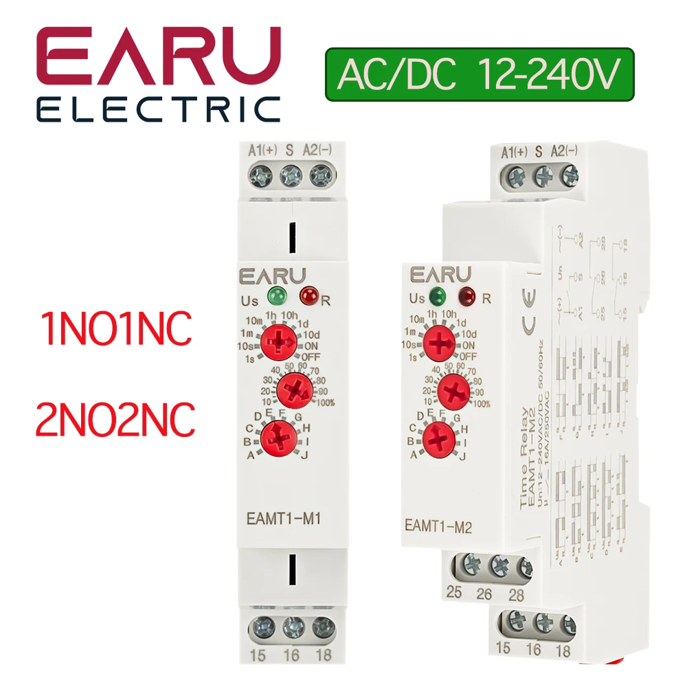 12-240VAC/DC Din Rail Type 0.1 second -10 days Time Delay Relay 16A/250VAC Multifunction Timer Relay with 10 Function Choices