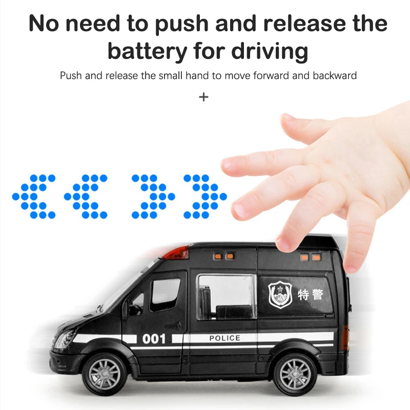 Simulated Fire Fighting Scene Car Mini Pull Back Toy Vehicle Model Wind Up Police Truck Ambulance for Children Boys Gift