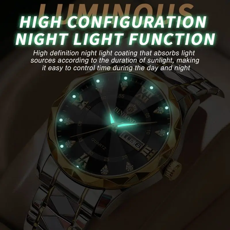 Male Mens Quartz Watches Top Brand Luxury Business Waterproof Luminous Large Dial Men Wristwatches Sports Stainless Steel Watch