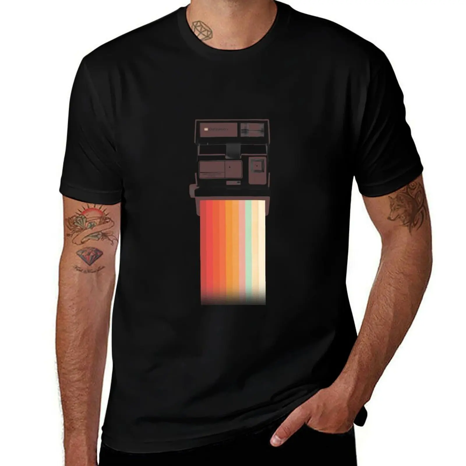 Instant Camera Rainbow T-Shirt Casual Everyday Short Sleeve T-Shirt