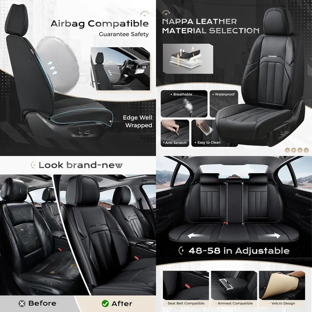 

Car Seat Cover, Cover for Cars Full Seat, Premium Leather, Universal Fit Waterproof Seat Protectors, Car Seat Cushion Non-Slip f