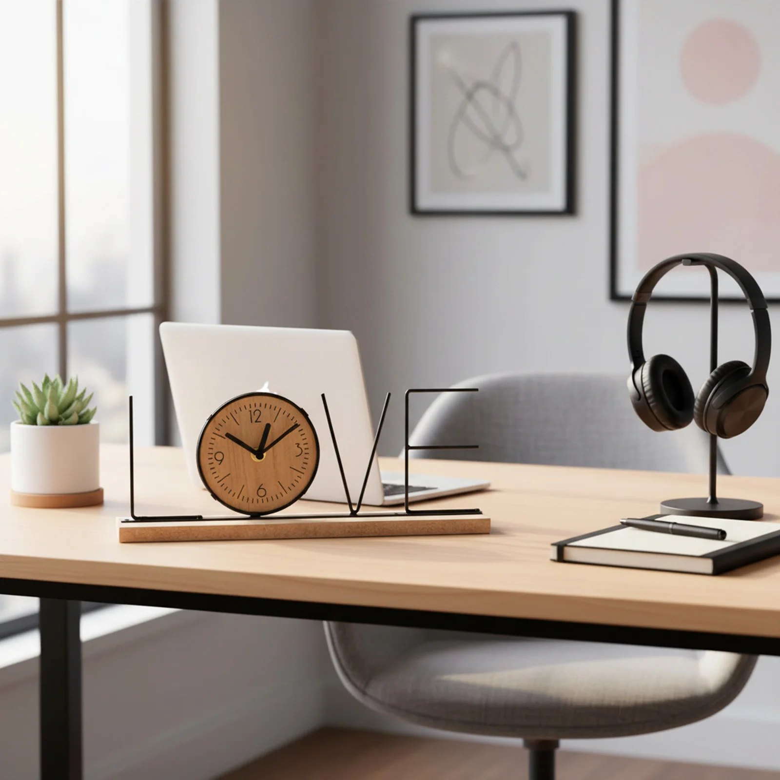 Creative Clock Ornament Handmade Resin Tabletop Clock Silent Timepiece for Home Office Living Room and TV Cabinet Decor