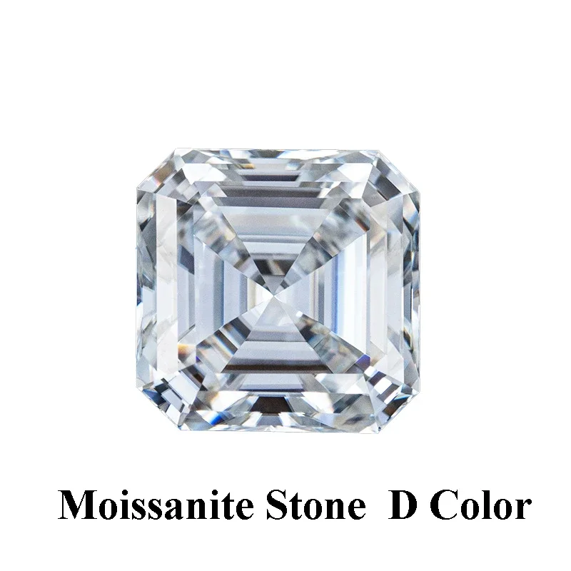 

Top D Color Moissanite Stone Asscher Cut VVS1 Advanced Jewelry Rings Earring Material Pass Diamond Tester with GRA Certificate