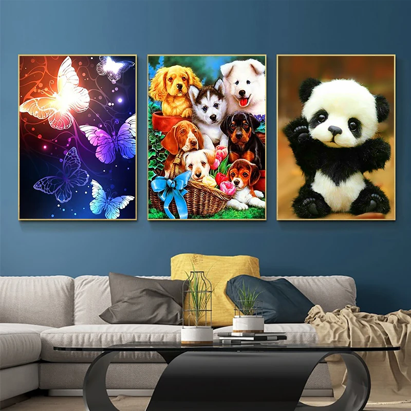 Animal 5D Diamond Painting Parrot Cat Dog Diamond Mosaic Panda Tiger Bird Rhinestone Embroidery Cross Stitch Set Home Decor Gift