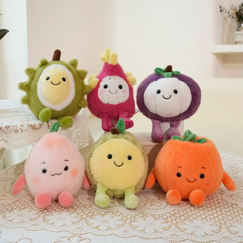 

Smile Aroma Fruit Plush Toys Stuffed Persimmon Durian Hami Melon Peach Toys Mini Cute Office Desktop Companion Nice Gift