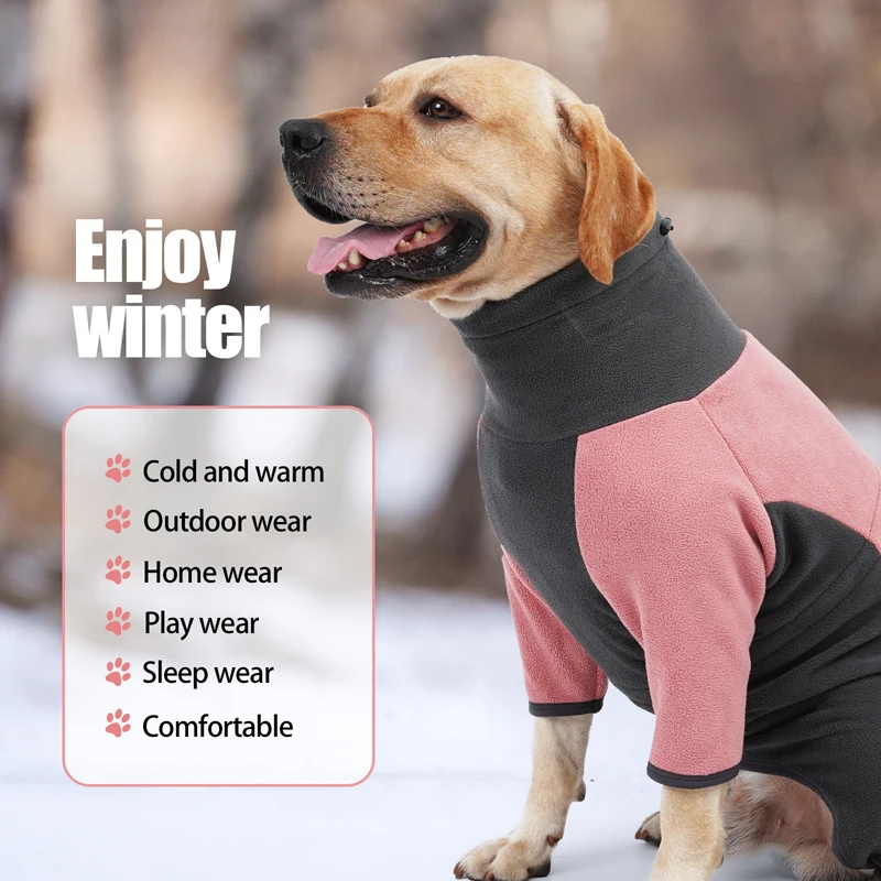 Benepaw Warm Fleece Dog Jacket Turtleneck Adjustable Buckle Cold Weather Pet Coat Elastic Puppy Clothes For Medium Large Dogs