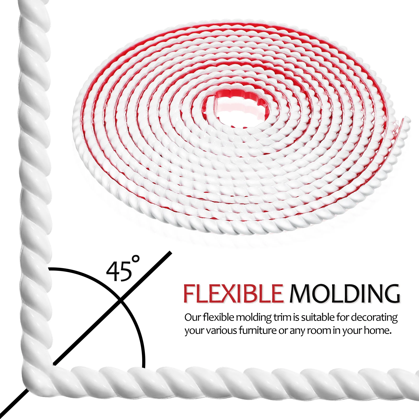 

PVC Decorative 5m White Self Adhesive Flexible Corner Trim Molding Trim Wallpaper Border for Walls Home Decoration
