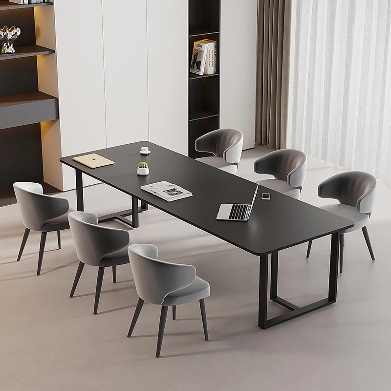 Light luxury rock slab conference table and chair combination large and small negotiation reception long table conference room
