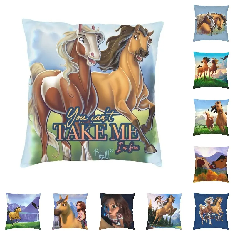 Spirit And Rain Throw Pillow Covers Home Decorative Kawaii Stallion Of The Cimarron Outdoor Cushions Square Pillowcase