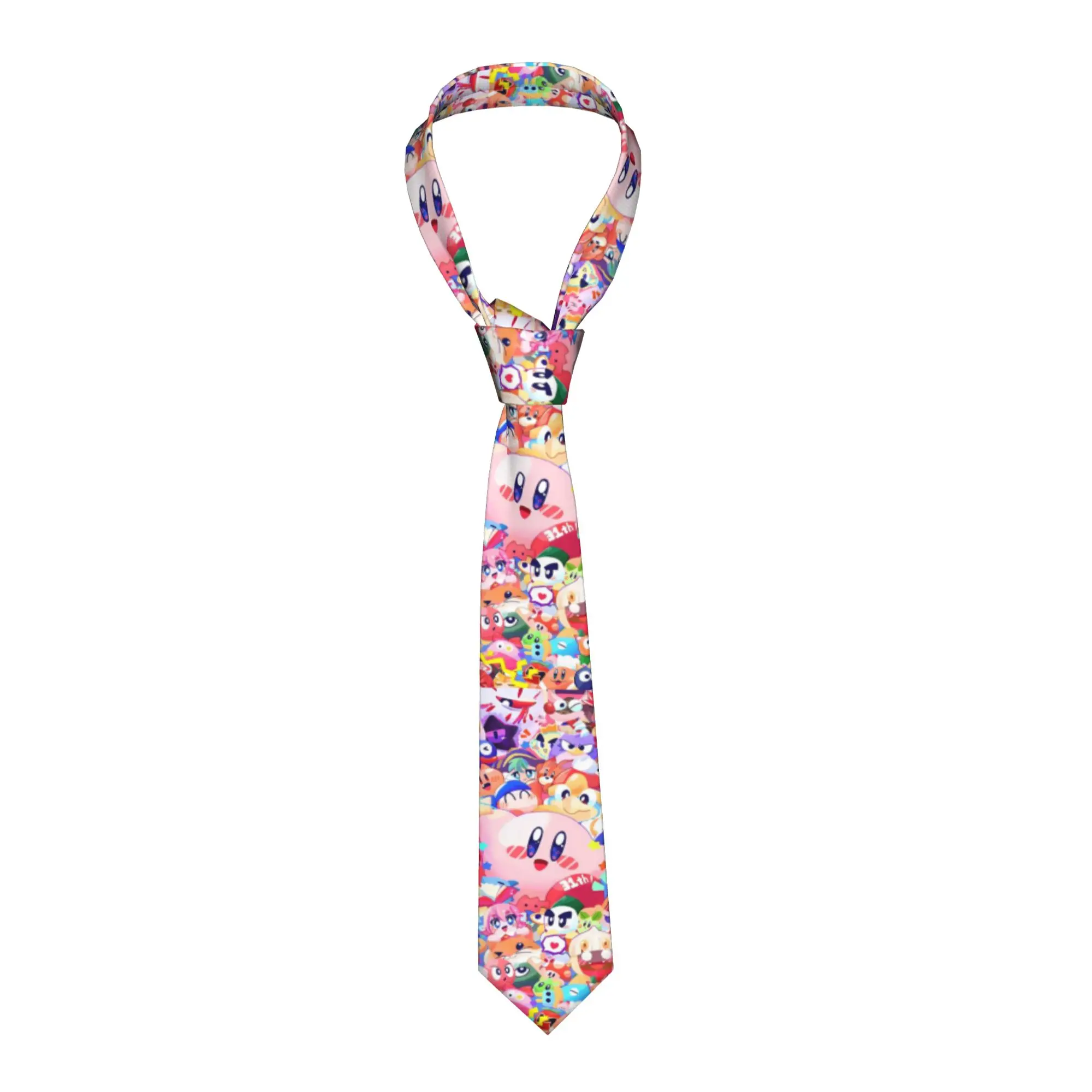 Funny Kawaii Kirbyys Necktie Unisex Polyester 8 cm Fashion Narrow Neck Ties Kirby for Mens Shirt Accessories Cravat Wedding Gift