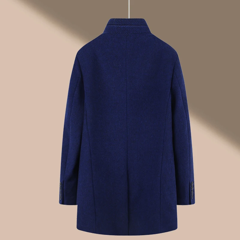 Homesick Men's Casual Woolen Coat Simple Design Rabbit Fur Collar Mid-Length Fashion Urban Style Youth Friendly Autumn Winter