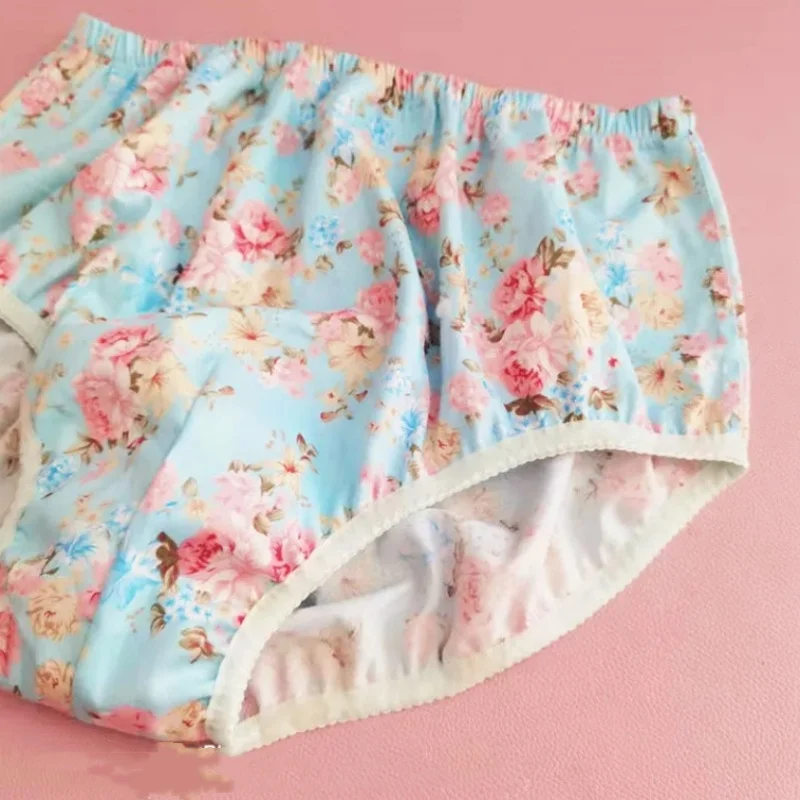 

Sexy Men's Pure Cotton Triangle Underwear Handmade Pink Printing Shorts Live Show Dance Costumes BF Briefs