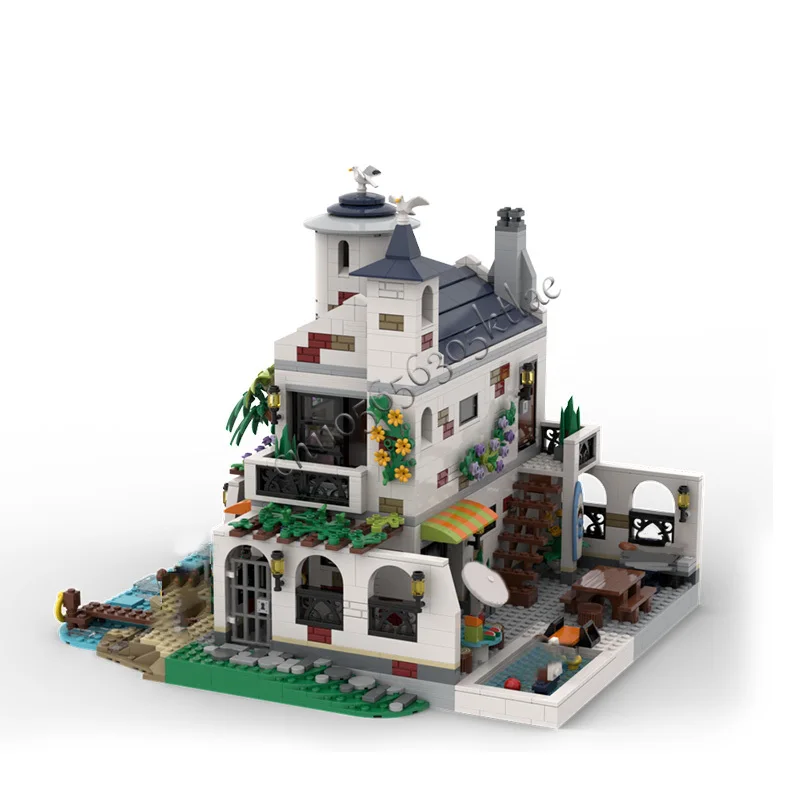 1997 قطعة منزل شارع الشاطئ منزل MOC تخصيص وحدات بنة الطوب شعبية الاطفال نموذج تصميم لتقوم بها بنفسك تجميع لعبة هدية