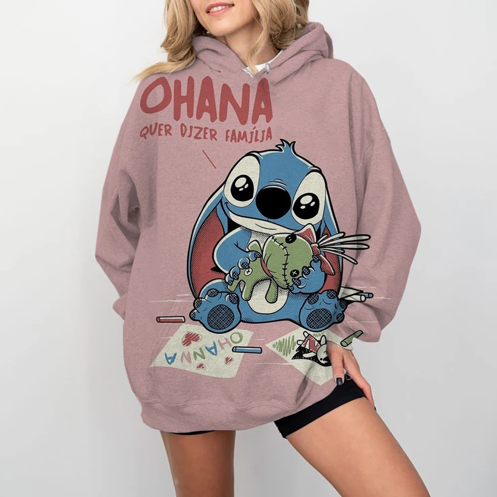 Miniso 2024 New Disney Stitch Hooded Funny Anime Autum Winter Men Women Sweatshirt Fashion 3D Print Oversized Pullover Hoodies