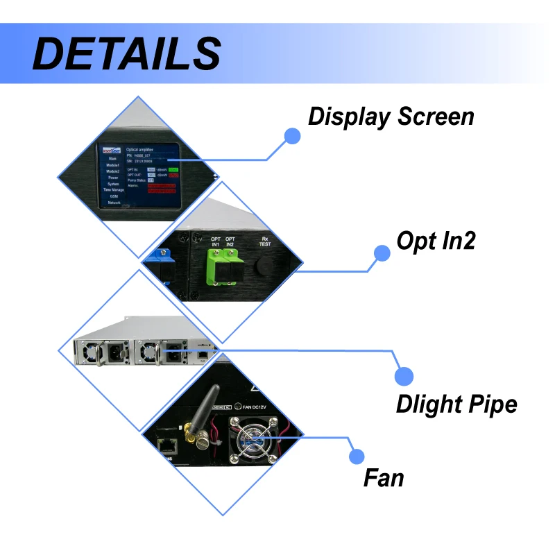 FTTH CATV GPON 4 8 16 32 64 Ports 20dBm 22dbm 23dBm 1550nm JDSU Pump WDM EDFA Fiber Optical Amplifier