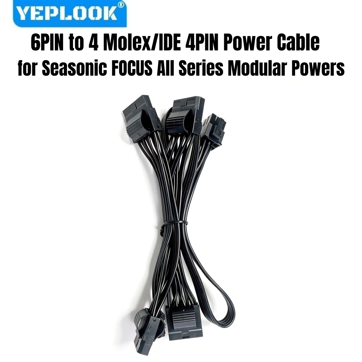 6Pin to 4x Molex IDE 4Pin Peripheral Power Cable for Seasonic FOCUS 1300W, 1000W, 850W, 750W, 650W, 550W PLATINUM & GOLD Modular
