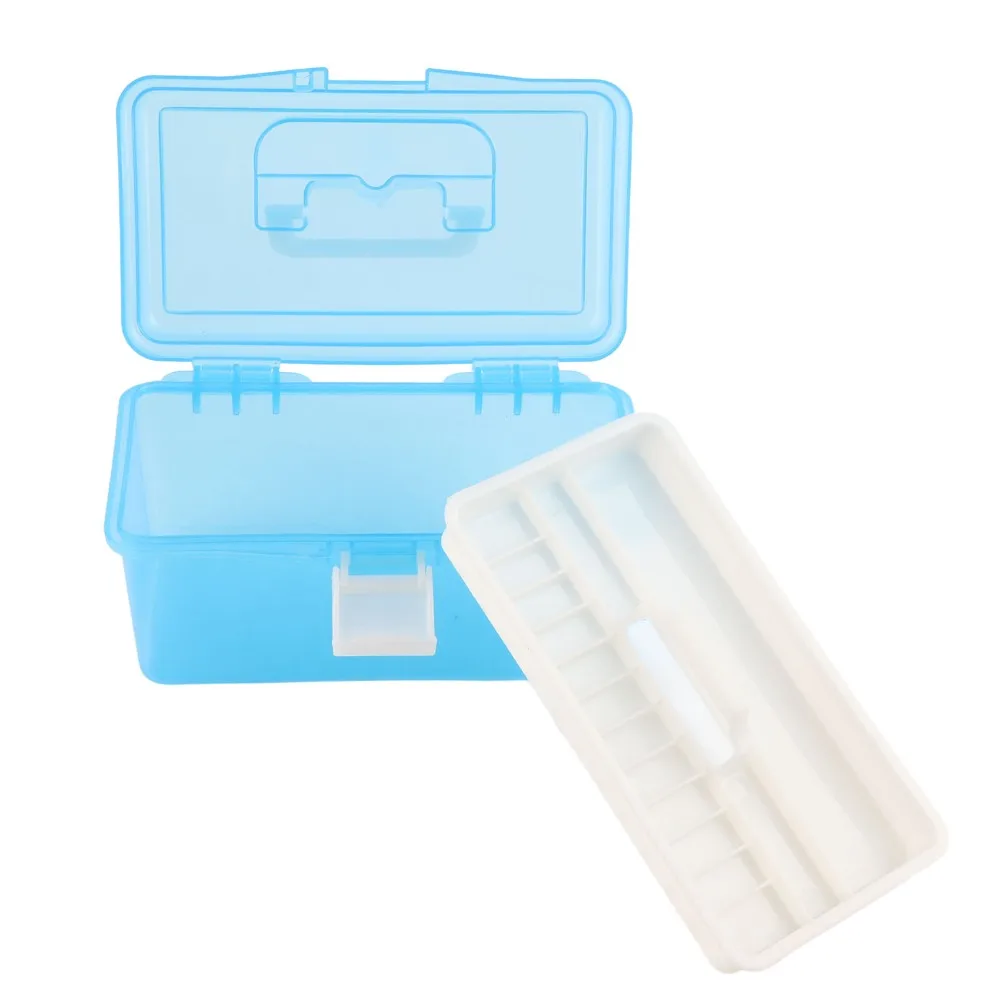 18x10x9.5cm Storage Container Bin Stackable Portable Craft Supply Organizer With Handle 2 Layer First Aid Box For Stationery