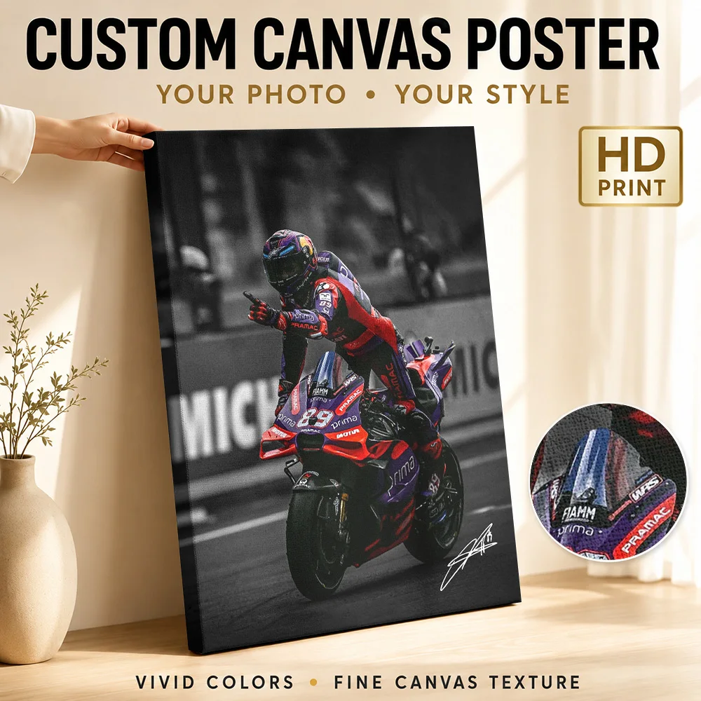 Jorge Martin MotoGP Canvas Painting Poster Bold Athletic Design Wall Decor With Personalized Photo For Garage Ideal Rider Gift