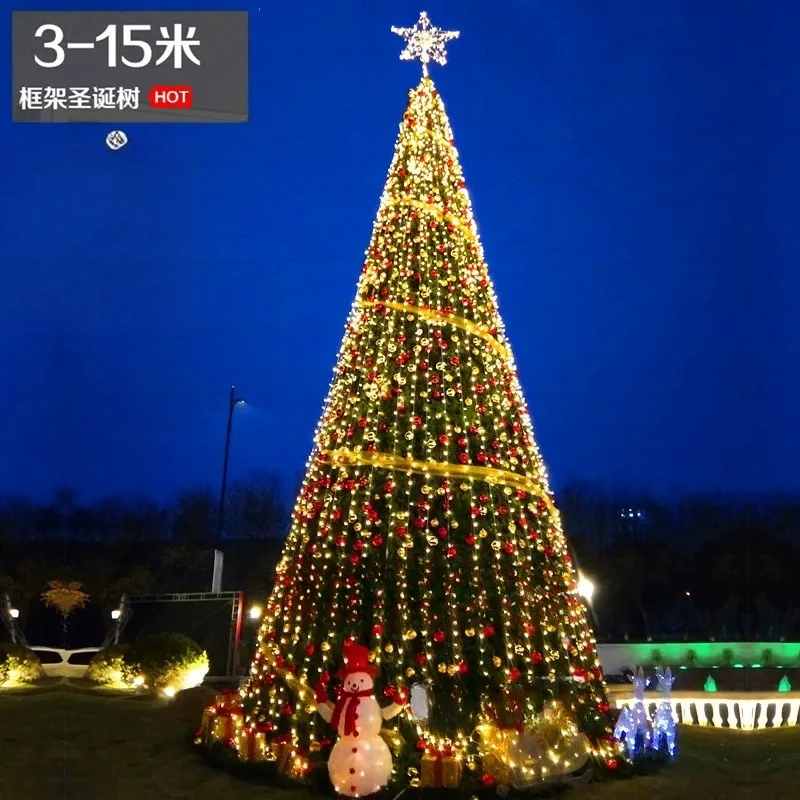 Large Christmas tree 6m 3/4/5/7/8m 9/10/12 luminous tree Christmas outdoor steel frame decorative tree