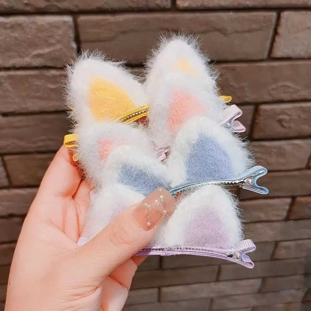 5 Pairs Material Cat Ears Hair Pin 3D Design Animal Ears Style Rabbit Ears Hair Pin Kids Size Soft Texture Hair Accessories