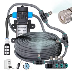 45W Pump 0.15mm Low-pressure Misting Cooling System with Timer 110-240V Power Supply Fine Atomization Sprayer Garden Irrigation