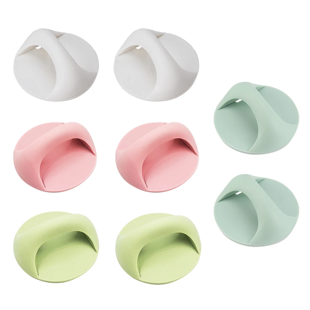 

8pcs Adhesive Door Handles Plastic Self Stick Cabinet Drawer Pulls Furniture Wardrobe Knob Replacement Hardware