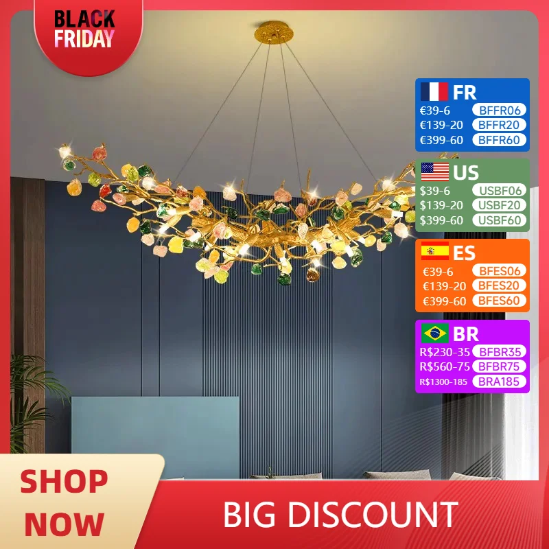 Nordic home decor dining room Pendant crystal lamp lights indoor lighting Ceiling hanging light chandelier lamps for living room