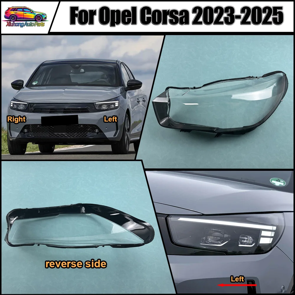 Capa de Farol Dianteiro para Opel 2023 2024-2025 Corsa, Lente Transparente de Substituição para Farol, Carcaça de Farol em Acrílico, Substitui a Lente Original